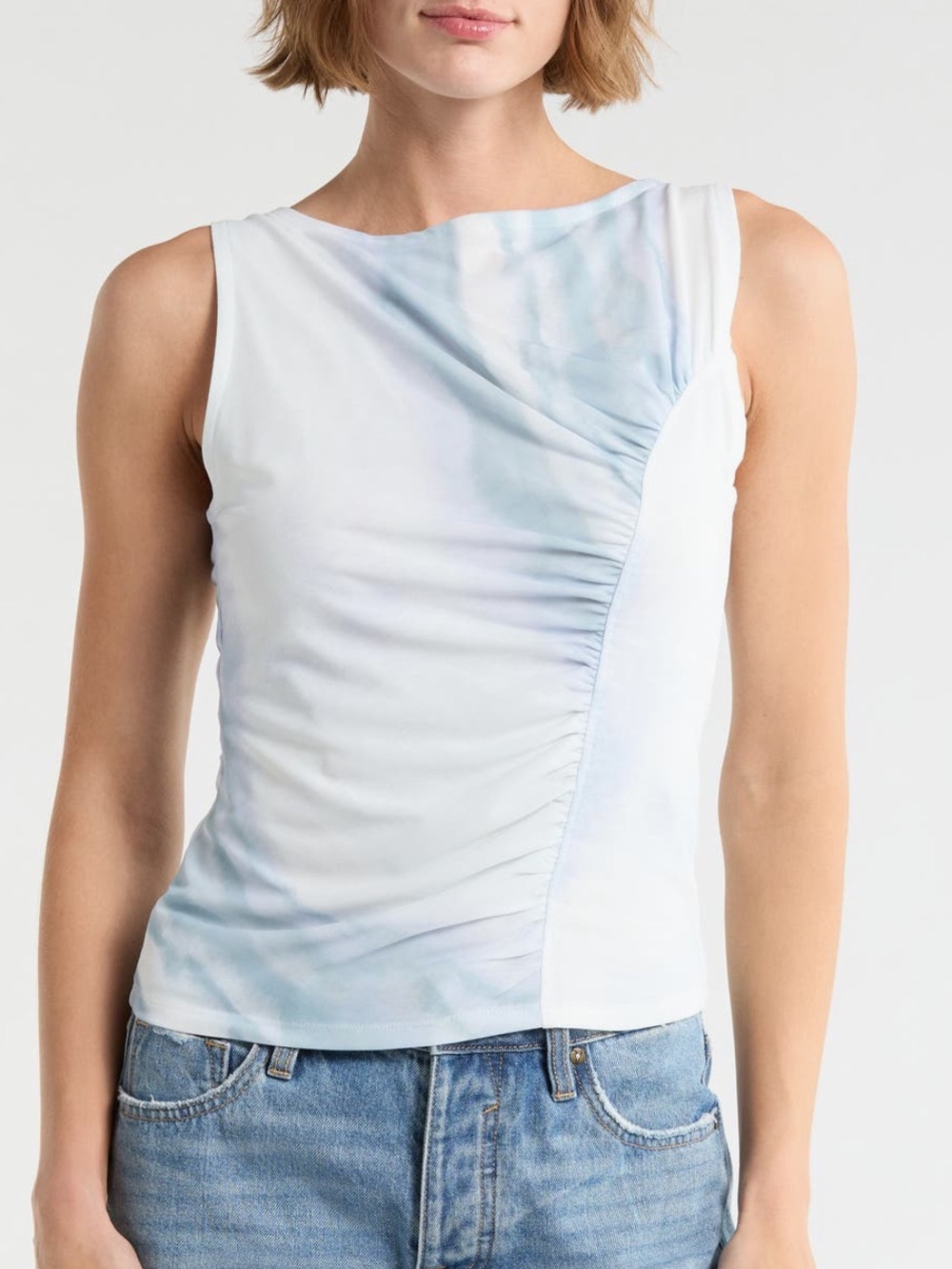 New Rag & Bone Marbling Mesh Ruched Muscle Tank Top Size Small